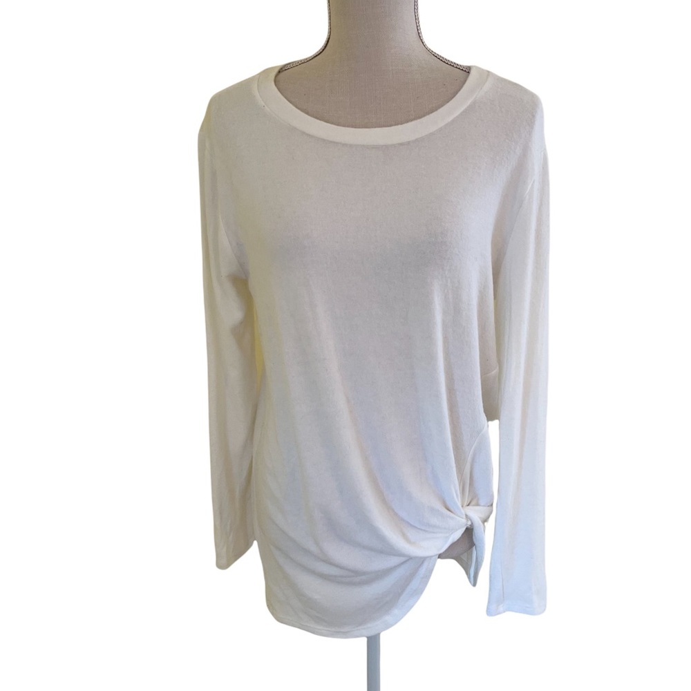 Cherish Ivory Light-Weight Fleece Knot Front Tunic Small